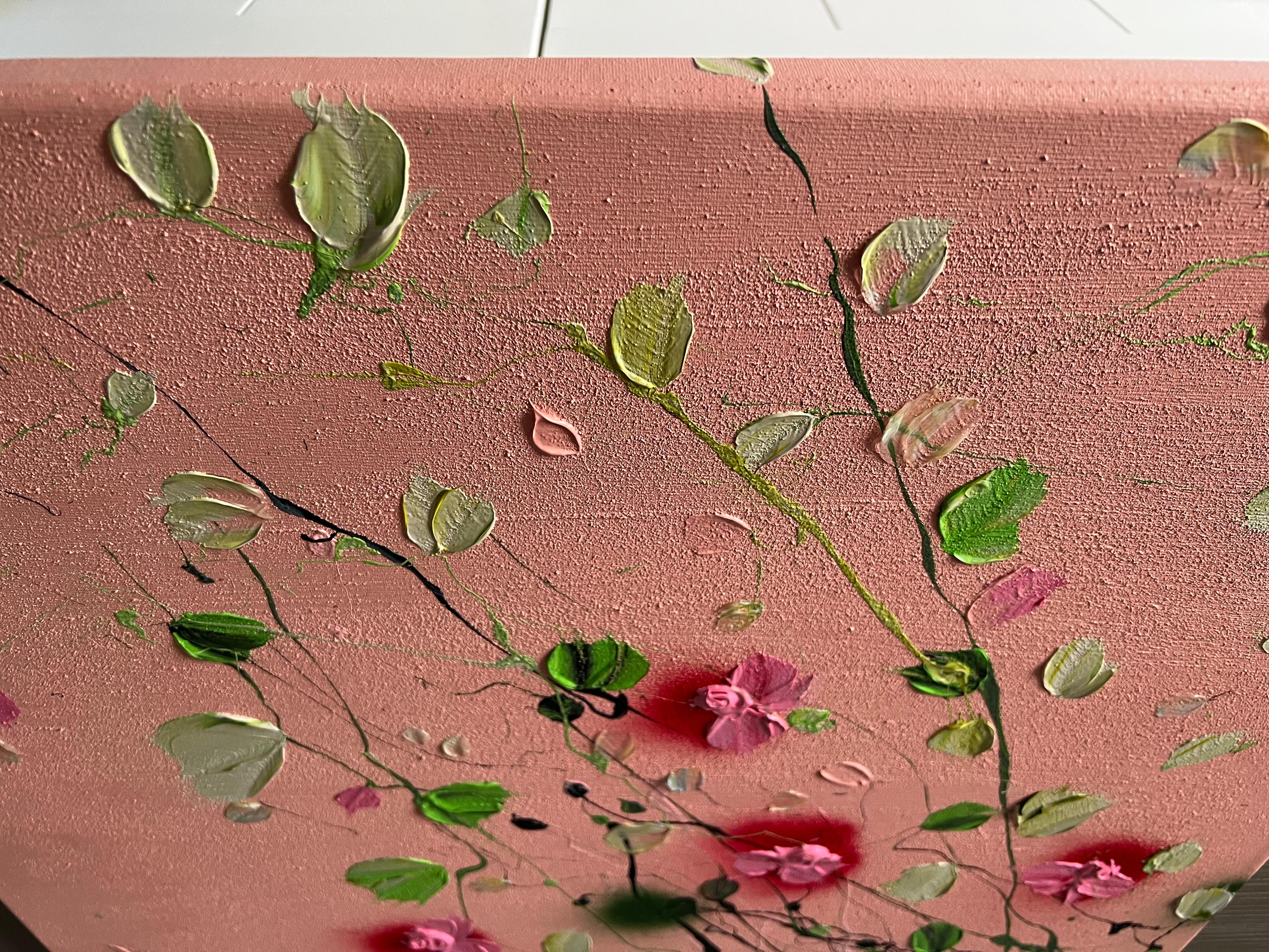 Texturiertes, farbenfrohes Blumengemälde „Rose Day II“ (Abstrakter Expressionismus), Painting, von Anastassia Skopp