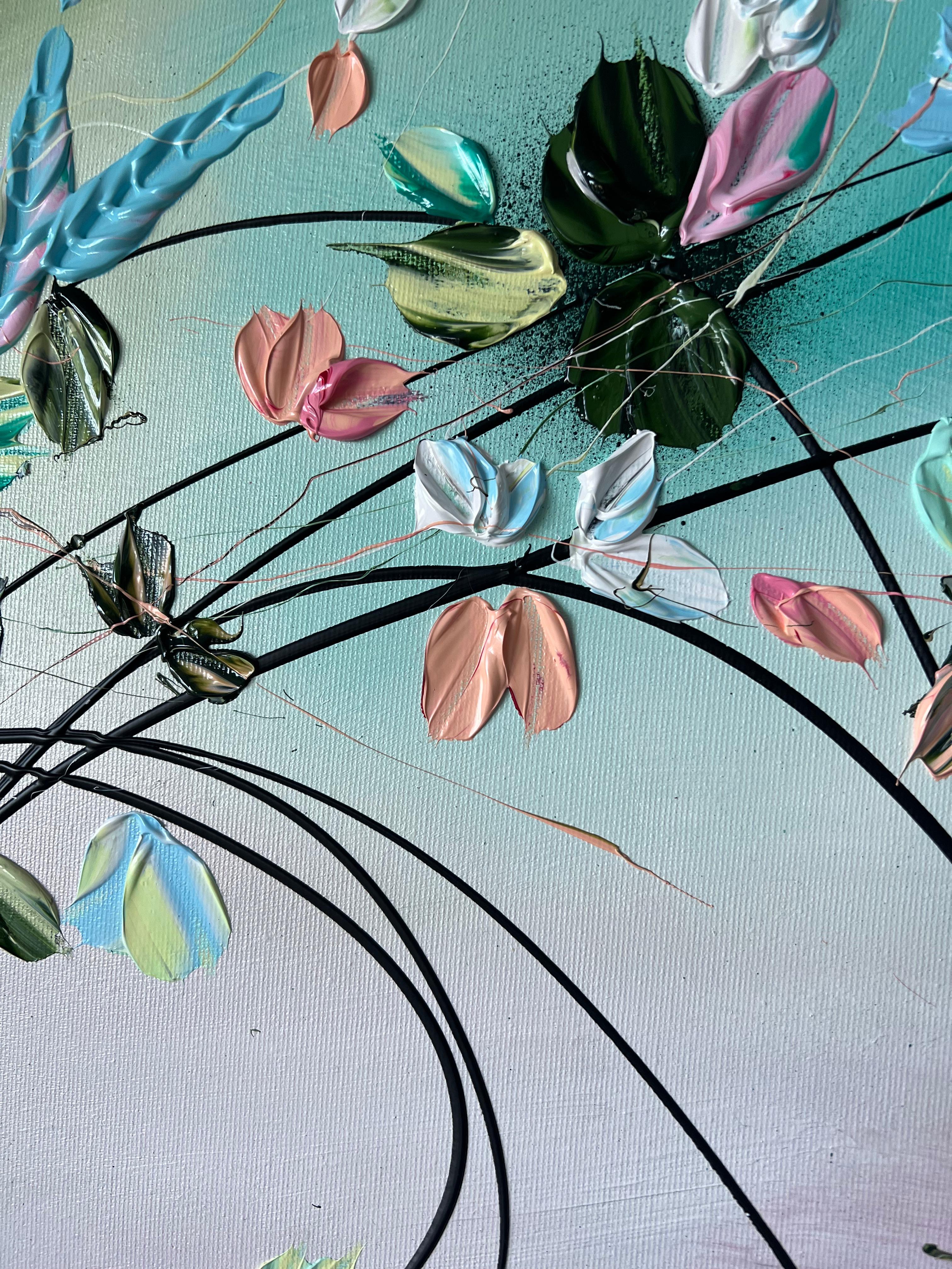 Peinture florale texturée avec roses « improvisation » - Expressionnisme abstrait Painting par Anastassia Skopp