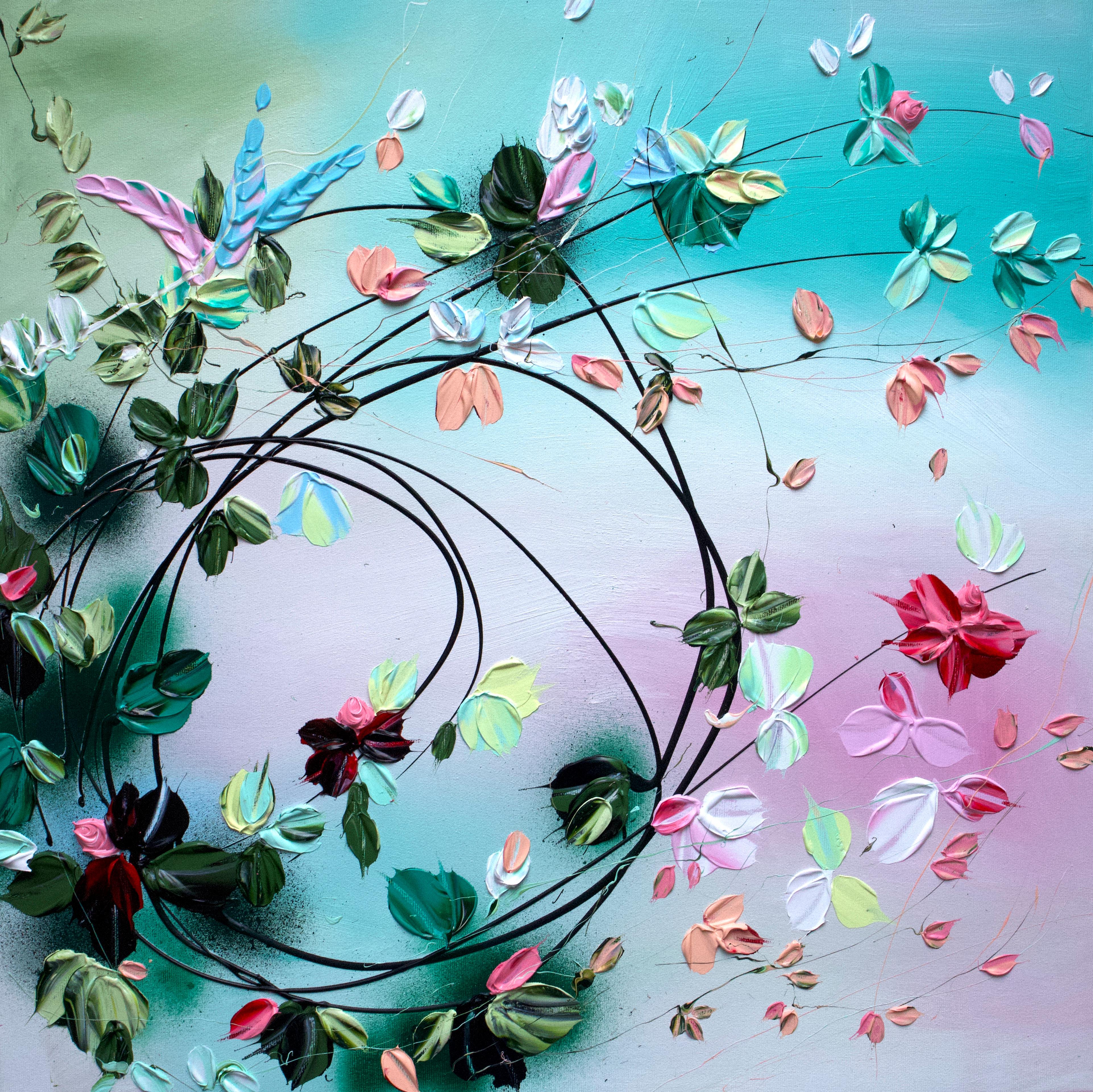 Abstract Painting Anastassia Skopp - Peinture florale texturée avec roses « improvisation »
