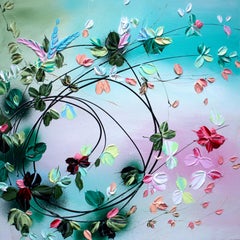 Peinture florale texturée avec roses « improvisation »