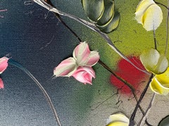 "Il profumo delle rose III"  dipinto impressionista con fiori su tela di lino