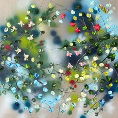 "The Smell of Roses III"  impressionistic painting with flowers on linen canvas