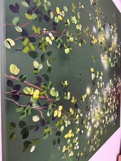 "Grün"  extra großes Gemälde auf Leinen, Wald, dunkelgrün, Blumen