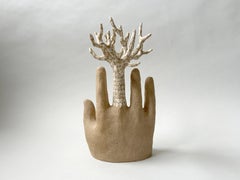 Stoneware Figurative Sculpture: 'Hand tree'