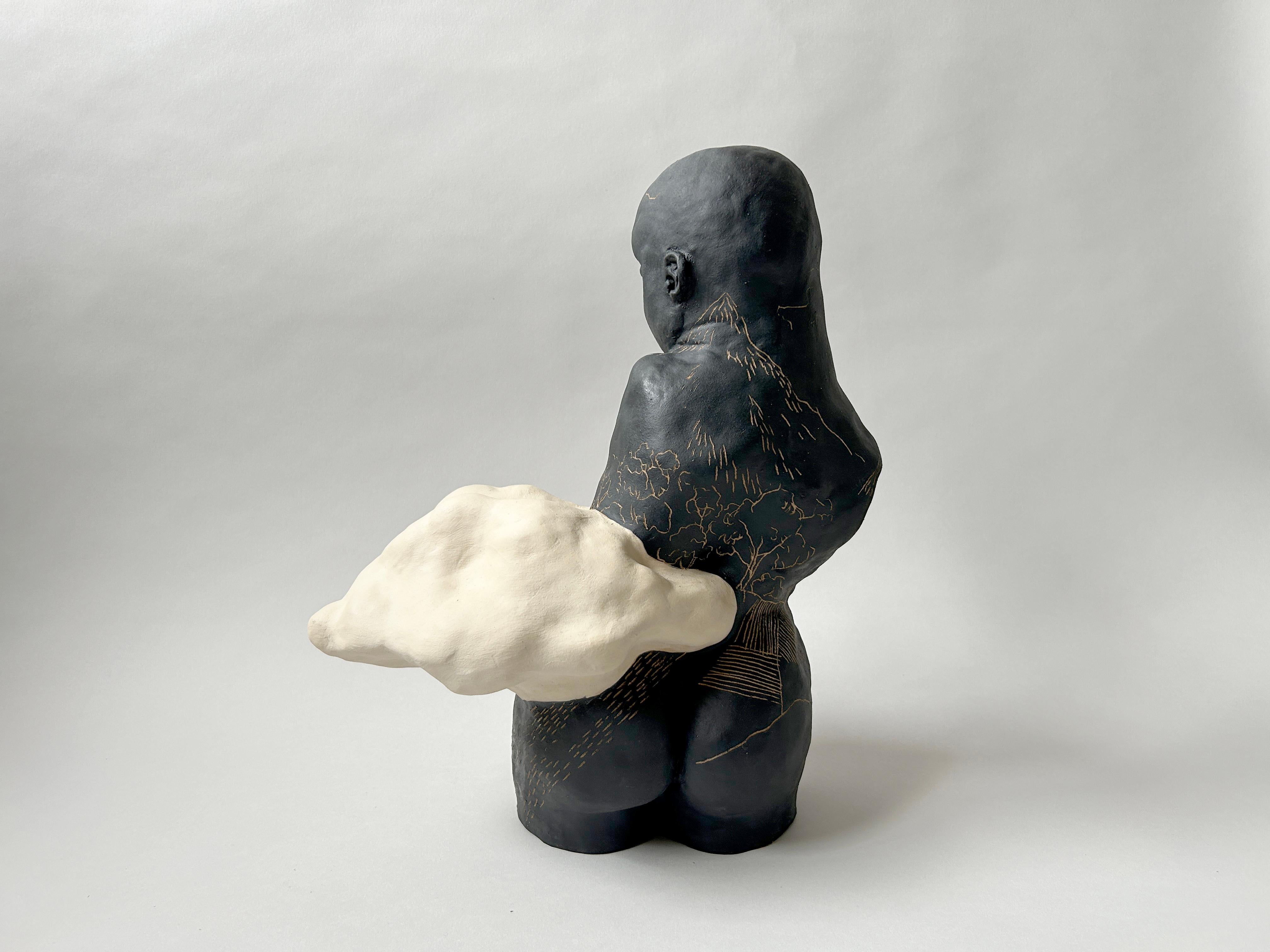 Escultura figurativa de gres: 'Figura de paisaje l' - Sculpture de Anastassia Zamaraeva 