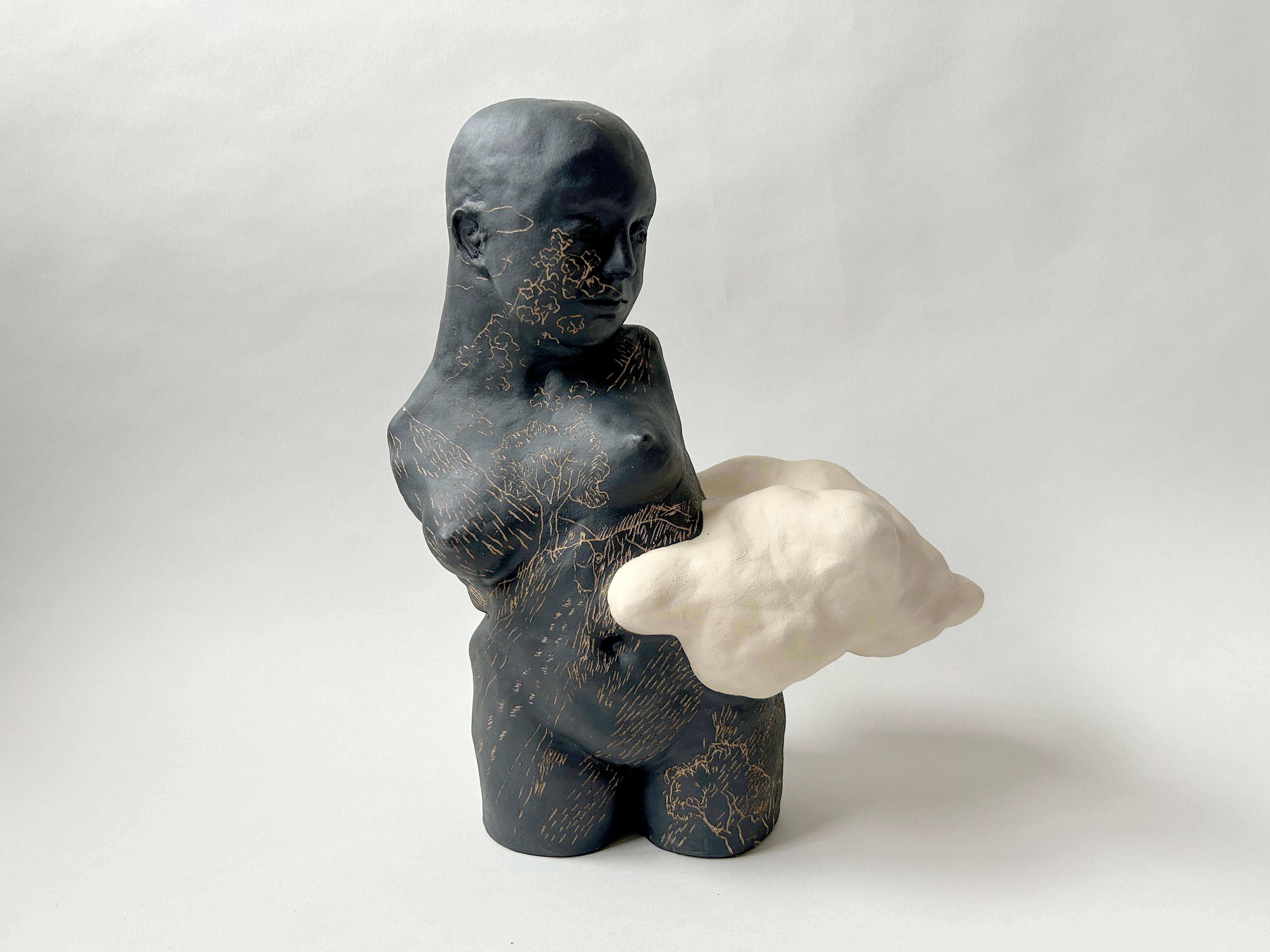 Escultura figurativa de gres: 'Figura de paisaje l'