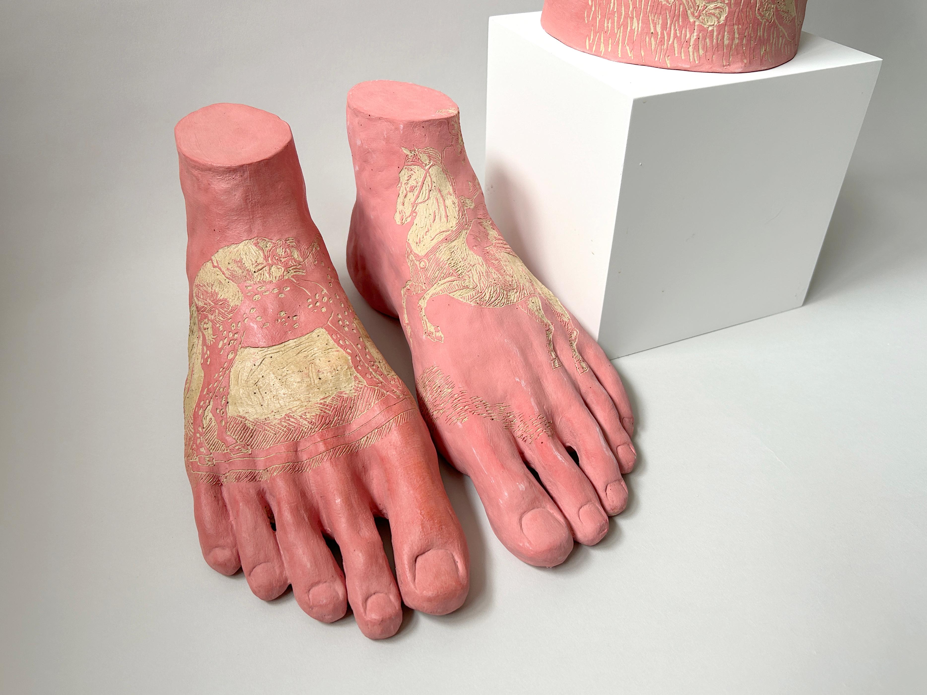 Escultura figurativa de gres: 'Deja los zapatos y el sombrero en la puerta' - Sculpture Contemporáneo de Anastassia Zamaraeva 