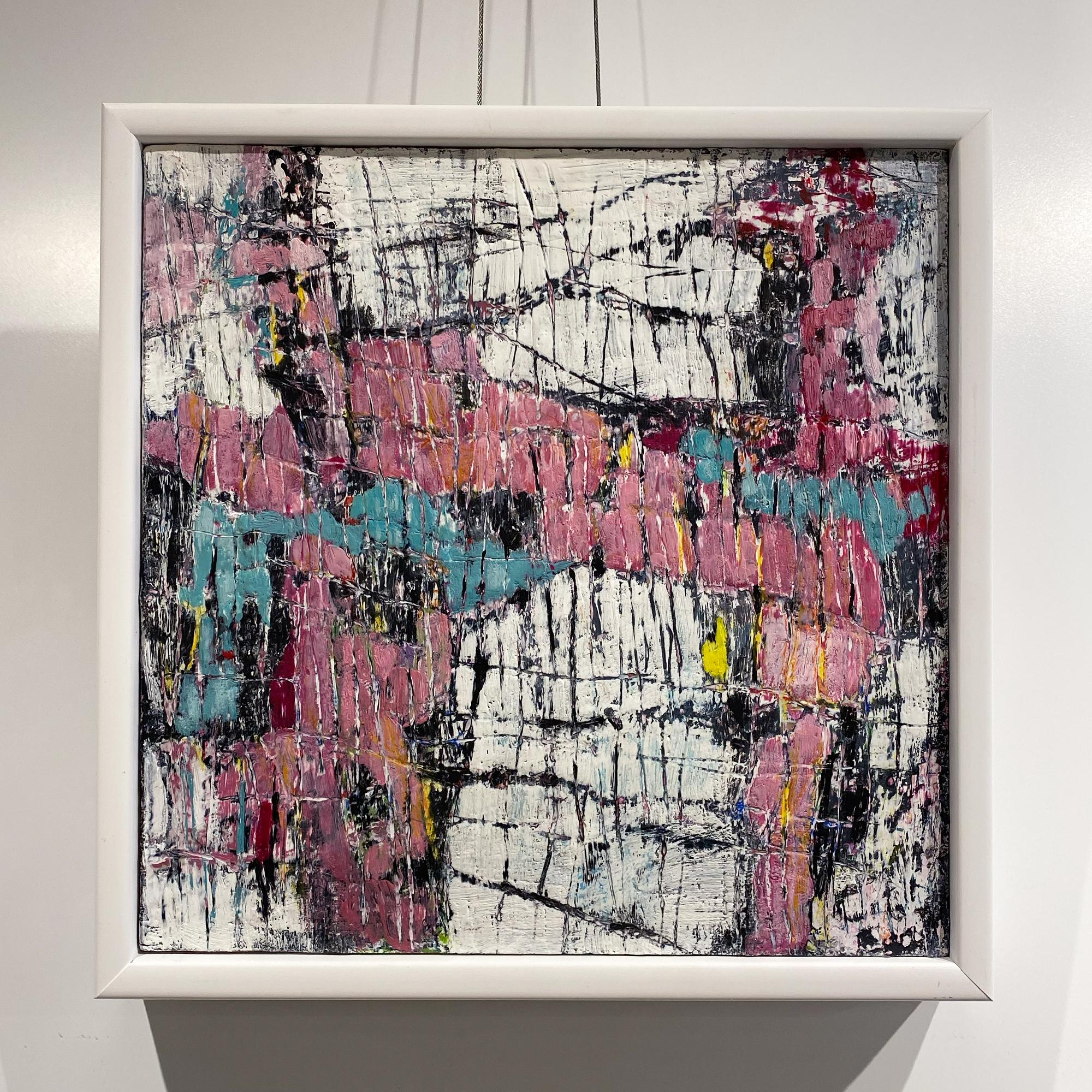Study for Venus, pink, turquoise, and white encaustic wax abstract painting - Art by Anastessia Bettas