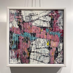 Study for Venus, pink, turquoise, and white encaustic wax abstract painting