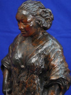 Rembrandt in Bronze - "Woman Bathing in Stream" - Unique Etching Sculpture