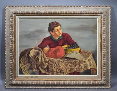 Antikes, amerikanisches, modernistisches WPA-Frauenporträt, innen ausgestelltes Ölgemälde