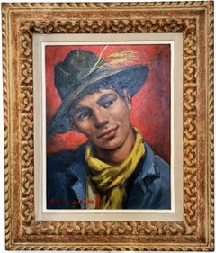 Portrait of a young man, original oil on canvas, Russian school of Paris