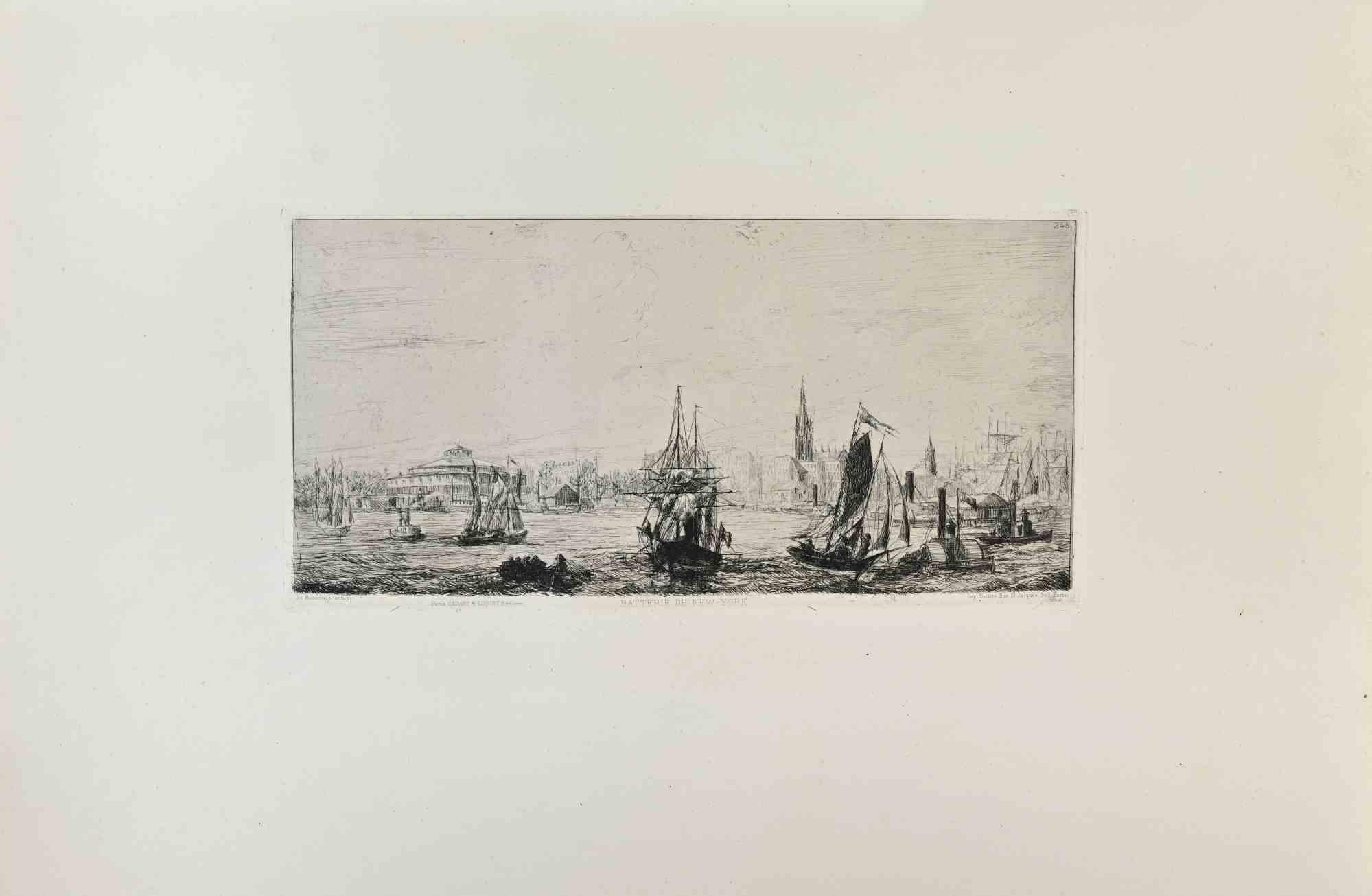 Batterie de New-York is an artwork realized by Anatole De Bonsonge in the 1870s.

Etching.

Good conditions.



Realized for the "Société des Aquafortistes. Born on the initiative of the publisher Alfred Cadart, the Société des Aquafortistes had the