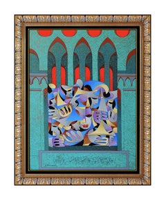 Anatole Krasnyansky Large Hand Embellished Giclee on Canvas Cubism Portrait Art
