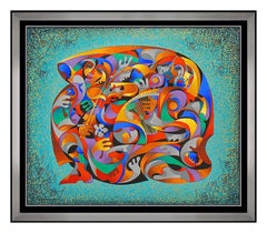 Anatole Krasnyansky Large Hand Embellished Giclee on Canvas Signed Musicians Art