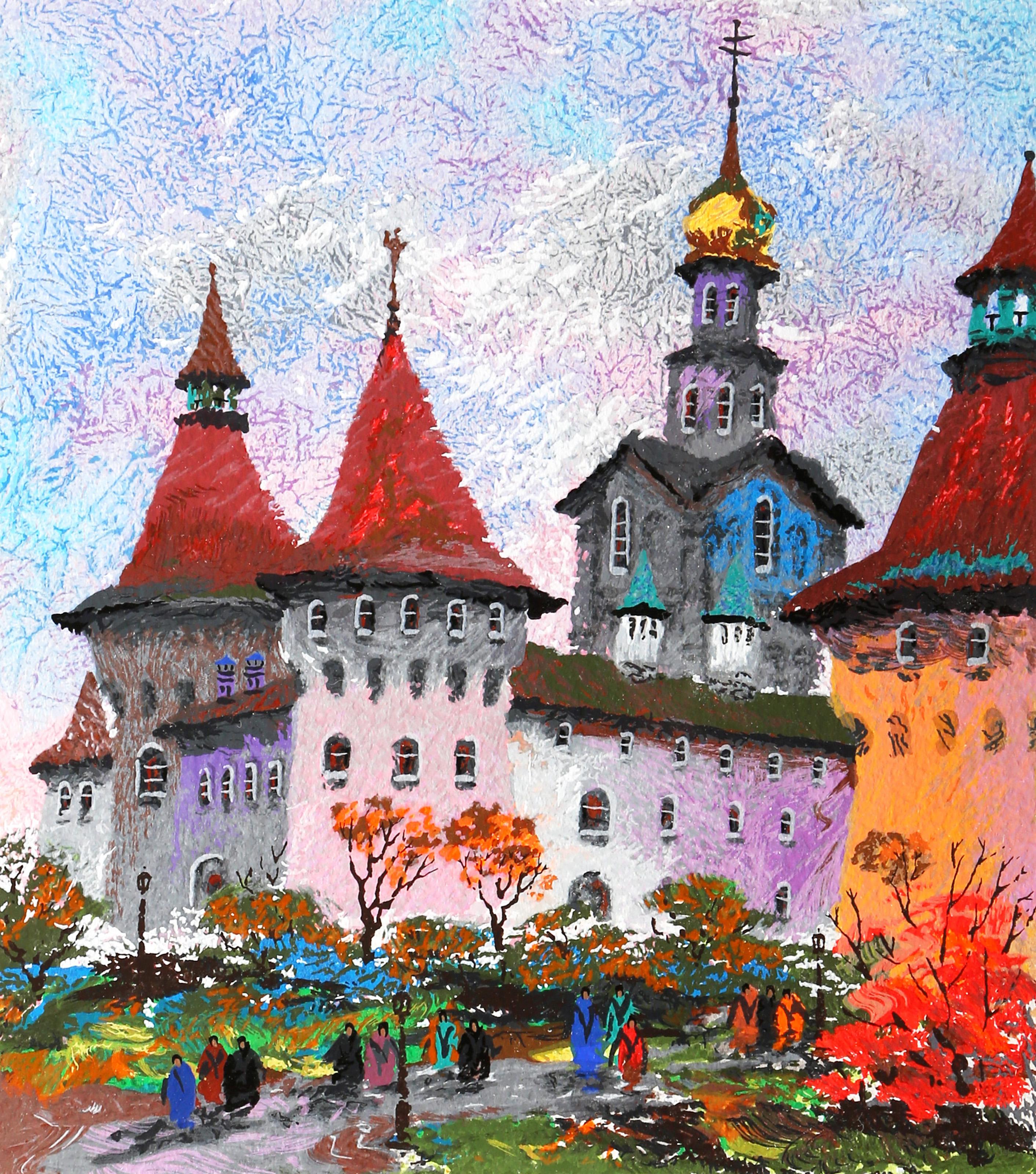 Paravents anciens de Kiev, sérigraphie d'art populaire signée Anatole Krasnyansky en vente 1