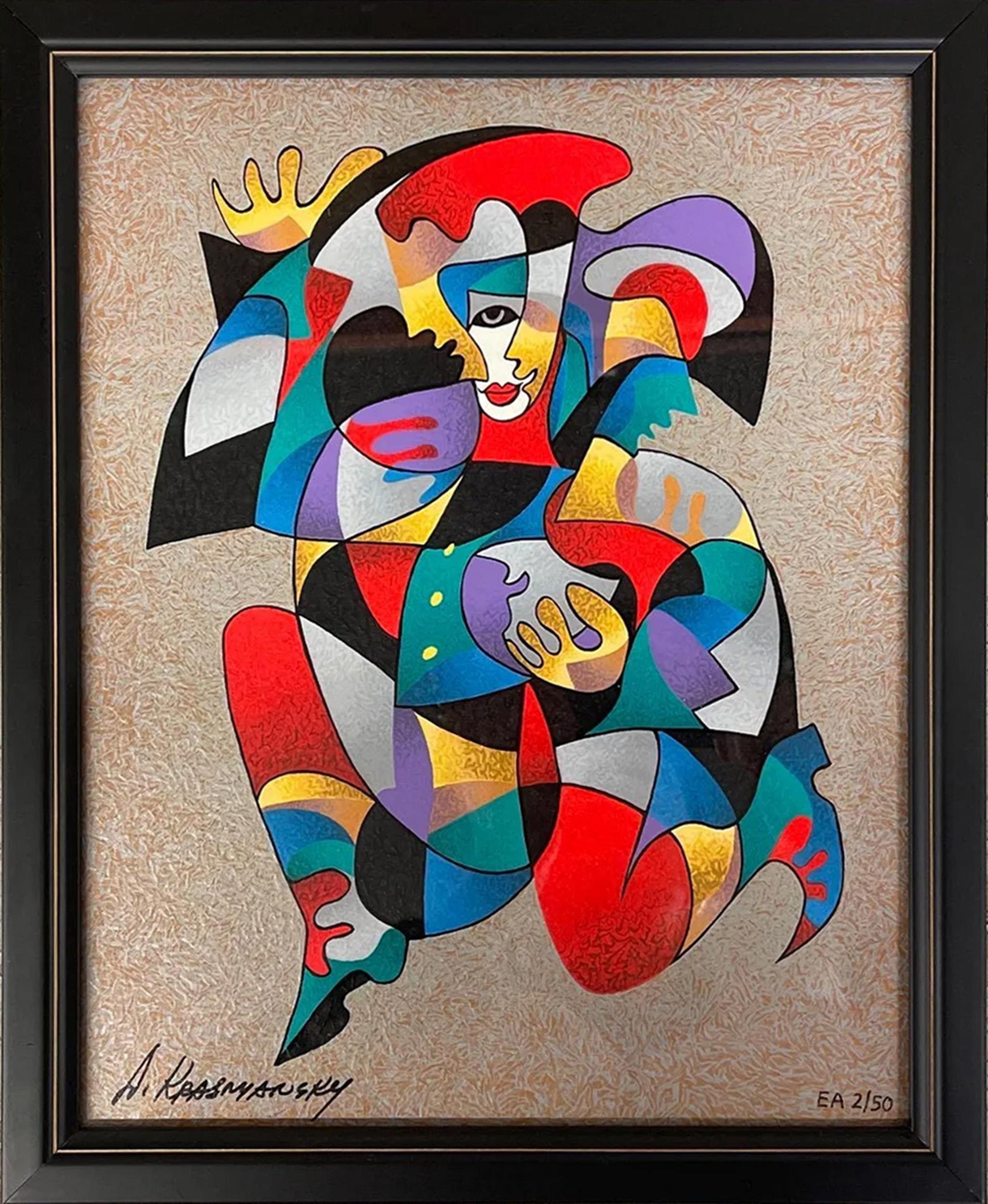 Harlequin, Cubist Screenprint by Anatole Krasnyansky