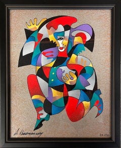 Vintage Harlequin, Cubist Screenprint by Anatole Krasnyansky