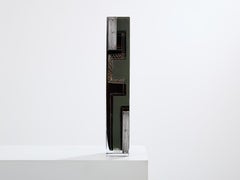 Anatole Riecke Art Deco vaso alto in vetro opalino nero verde 1939