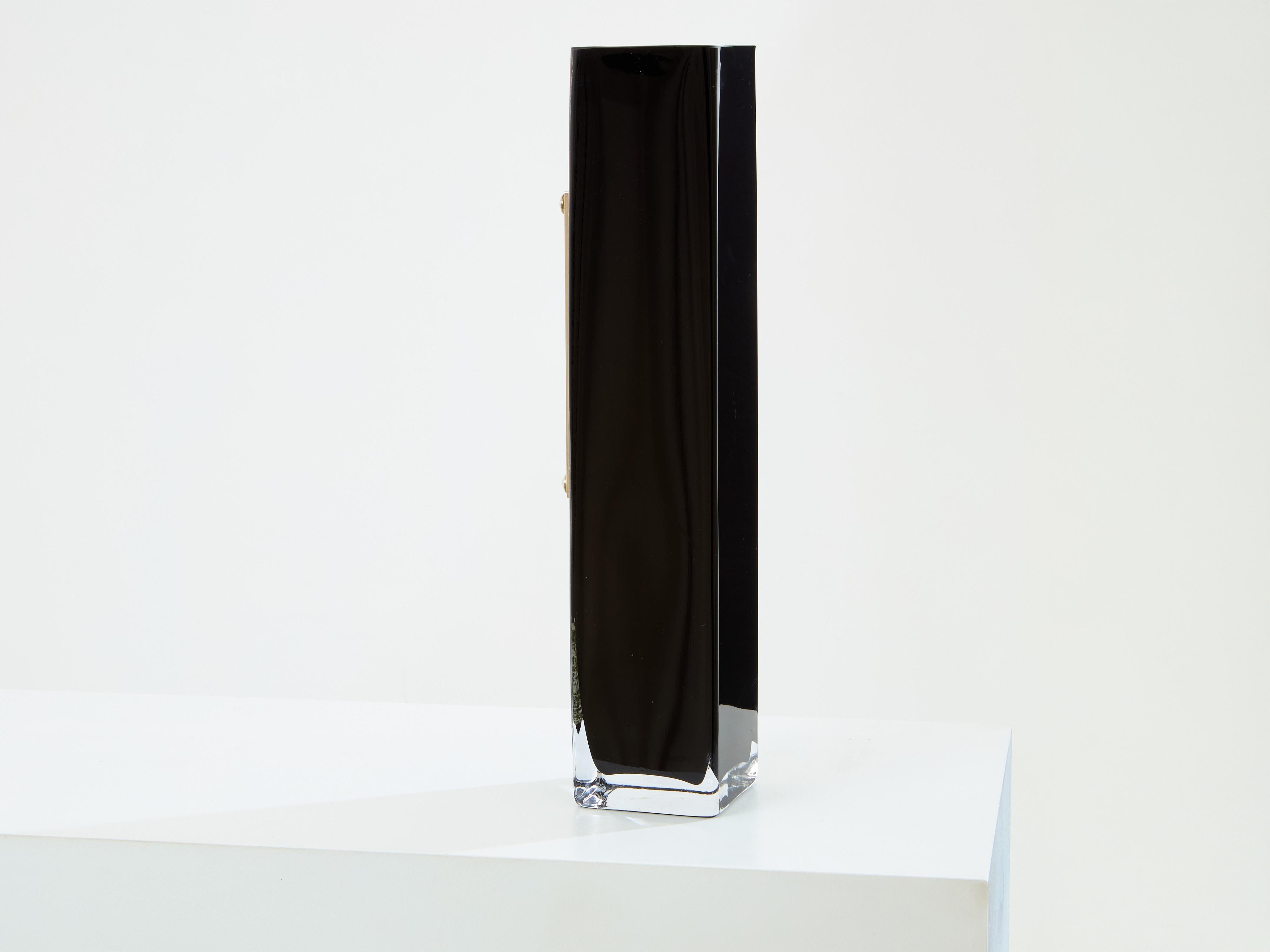 Anatole Riecke, Art déco-Vase, hoher schwarzer Opalglas, rot-grün, 1946 im Angebot 5