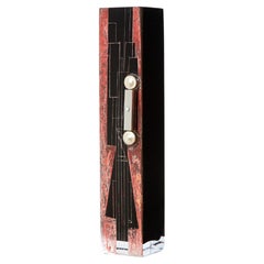Anatole Riecke French Art Deco tall black opaline glass red vase 1938