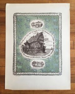 Vintage Escena Shtetl Rusa, Litografía Judaica