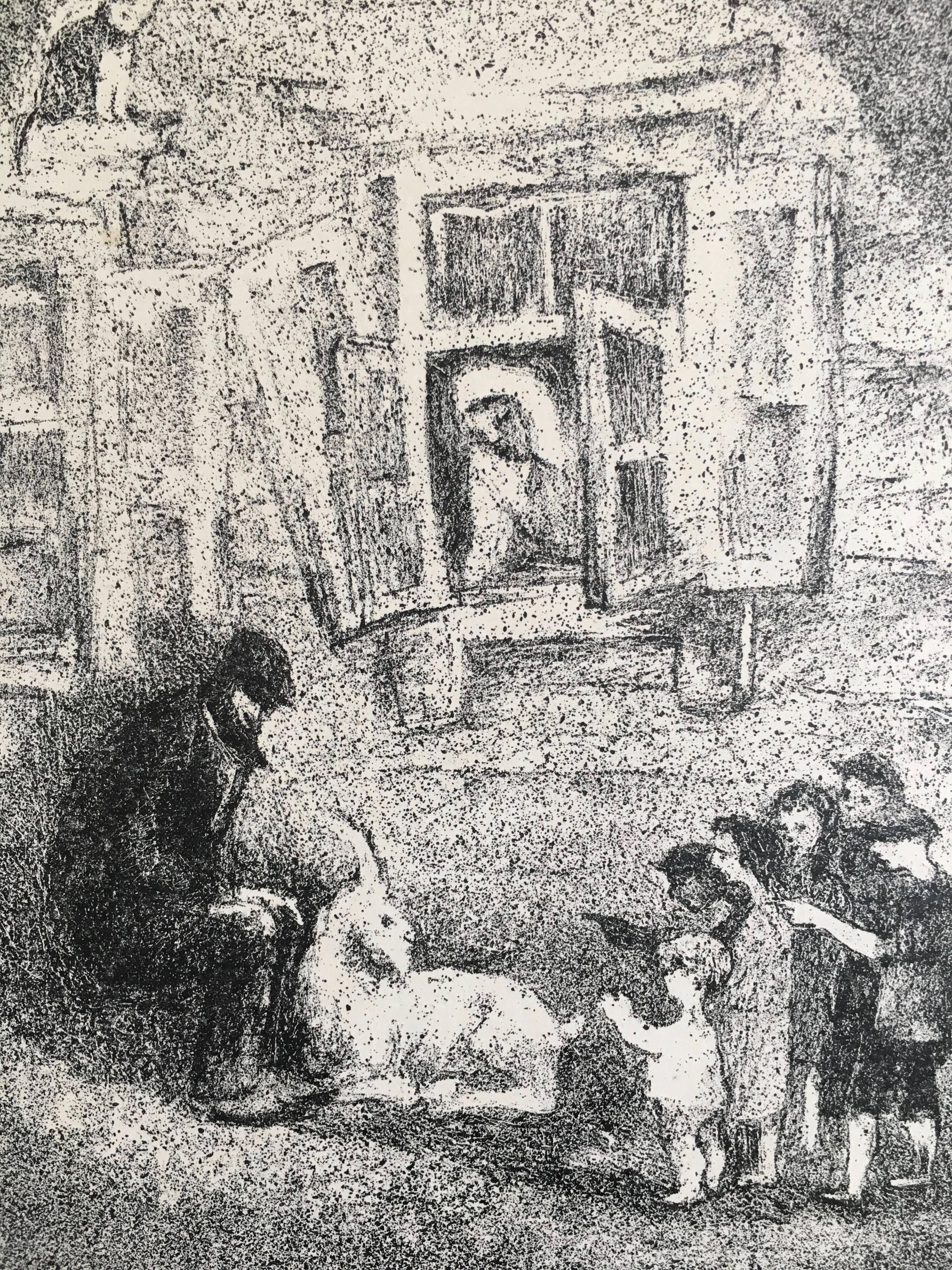 Scena di shtetl russo d'epoca, litografia Judaica in vendita 3