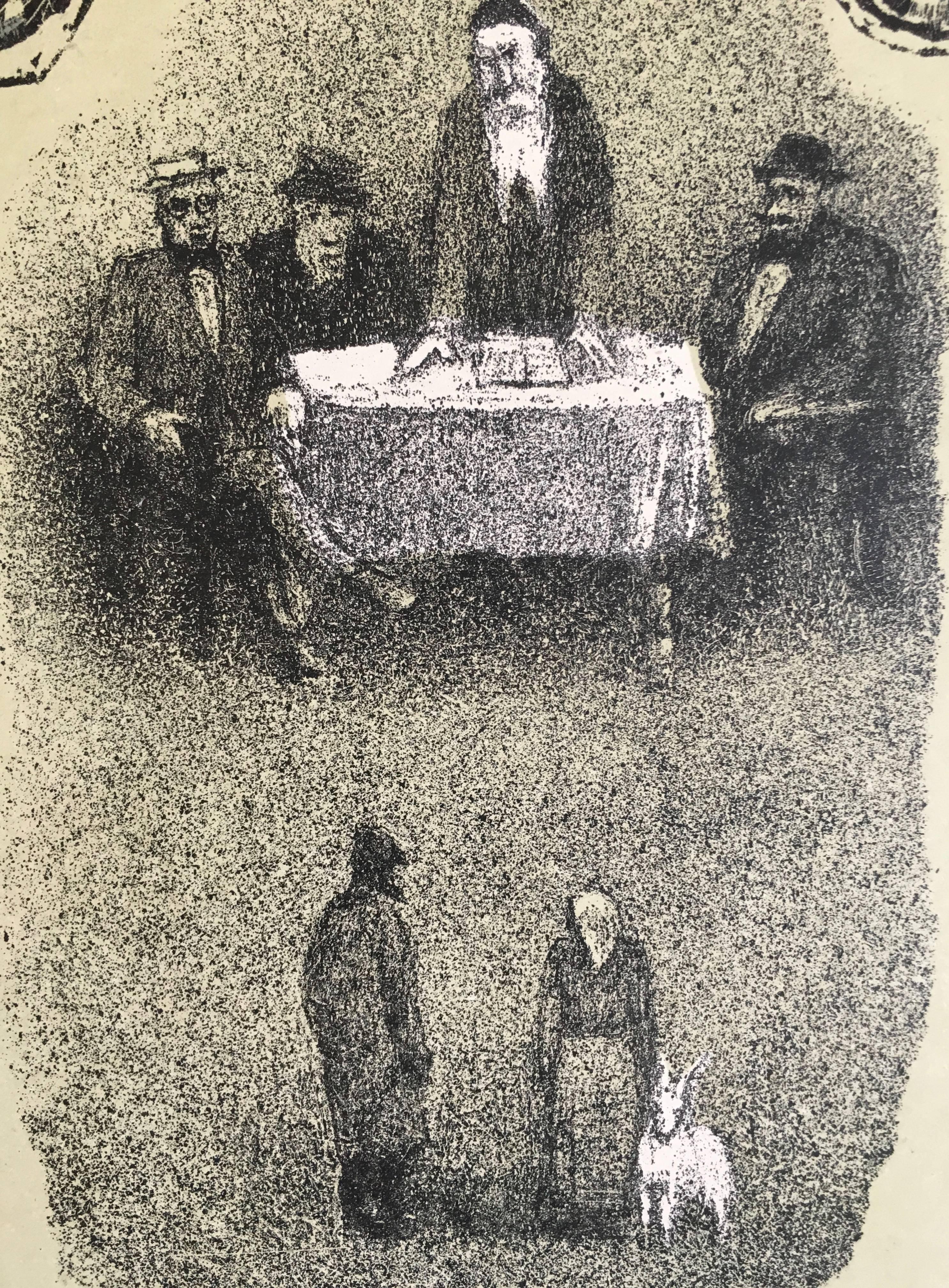 VIntage Russische Schtetl-Szene, Judaica Lithographie im Angebot 3