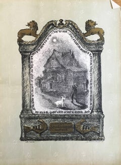 Scena di shtetl russo d'epoca, litografia Judaica