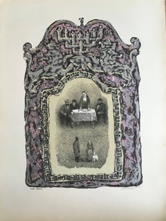 VIntage Russische Schtetl-Szene, Judaica Lithographie
