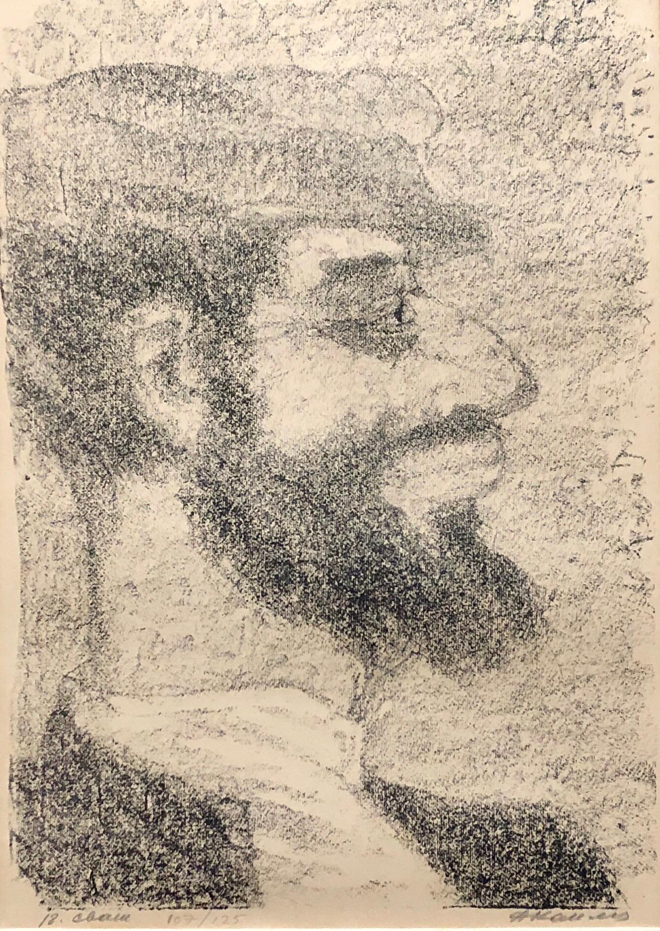 Vintage Russian Shtetl, Scena Judaica Litografia Ritratto ebraico - Print di Anatoli Lvovich Kaplan