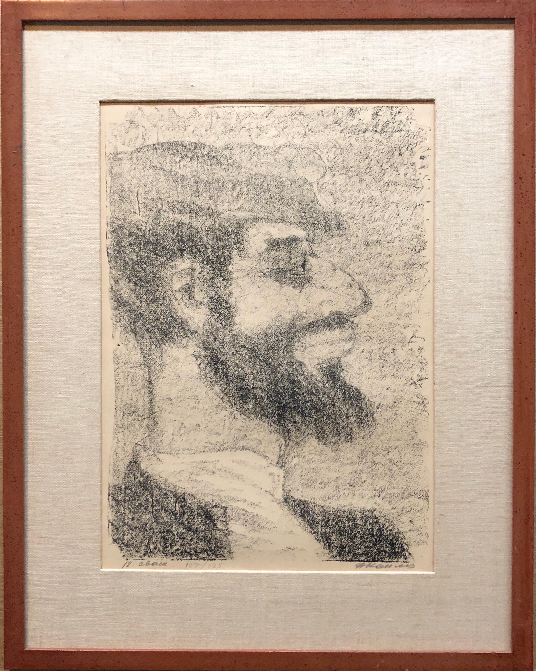 Anatoli Lvovich Kaplan Print - Vintage Russian Shtetl, Scene Judaica Lithograph Jewish Portrait