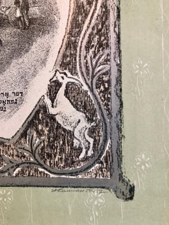 Vintage Russian Ukrainian Shtetl Scene Judaica Lithograph Jewish Portrait