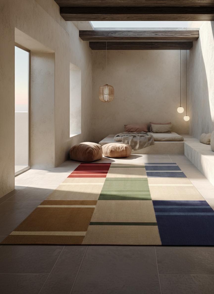 Tessuto a mano Anatolia Grid Rug_ Tappeto turco contemporaneo a trama piatta tessuto a mano di Studio A Marmi in vendita