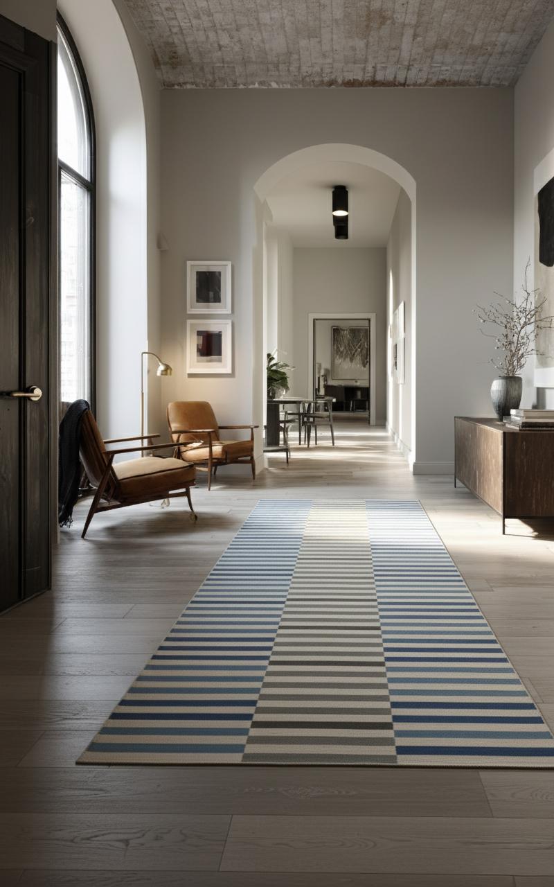 Anatolia Stripe Rug_BlueGray_Flatweave Handwoven Rug by Studio Marmi (Moderne) im Angebot