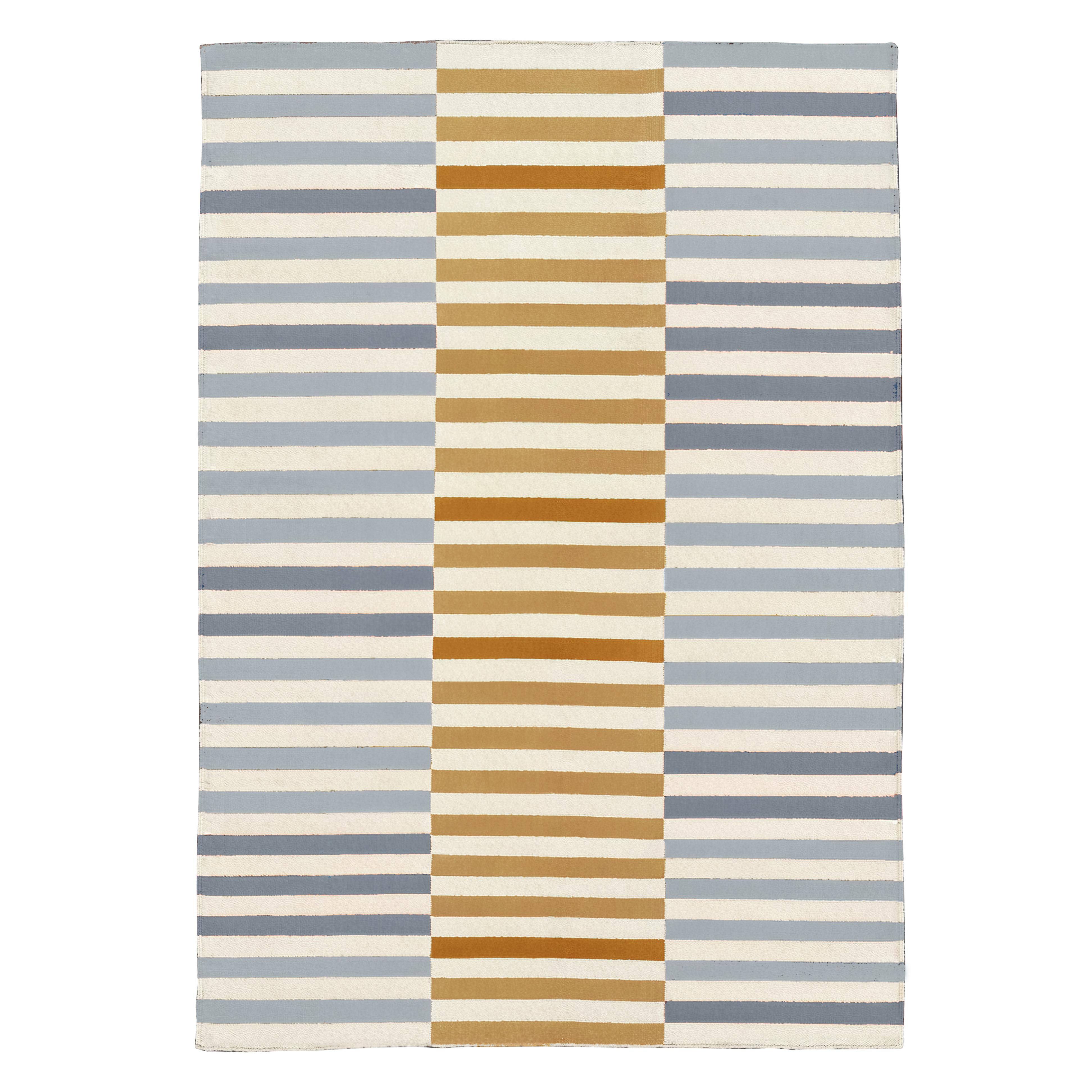 Anatolia Stripe Rug_BlueGray_Flatweave Handwoven Rug by Studio Marmi (Handgewebt) im Angebot