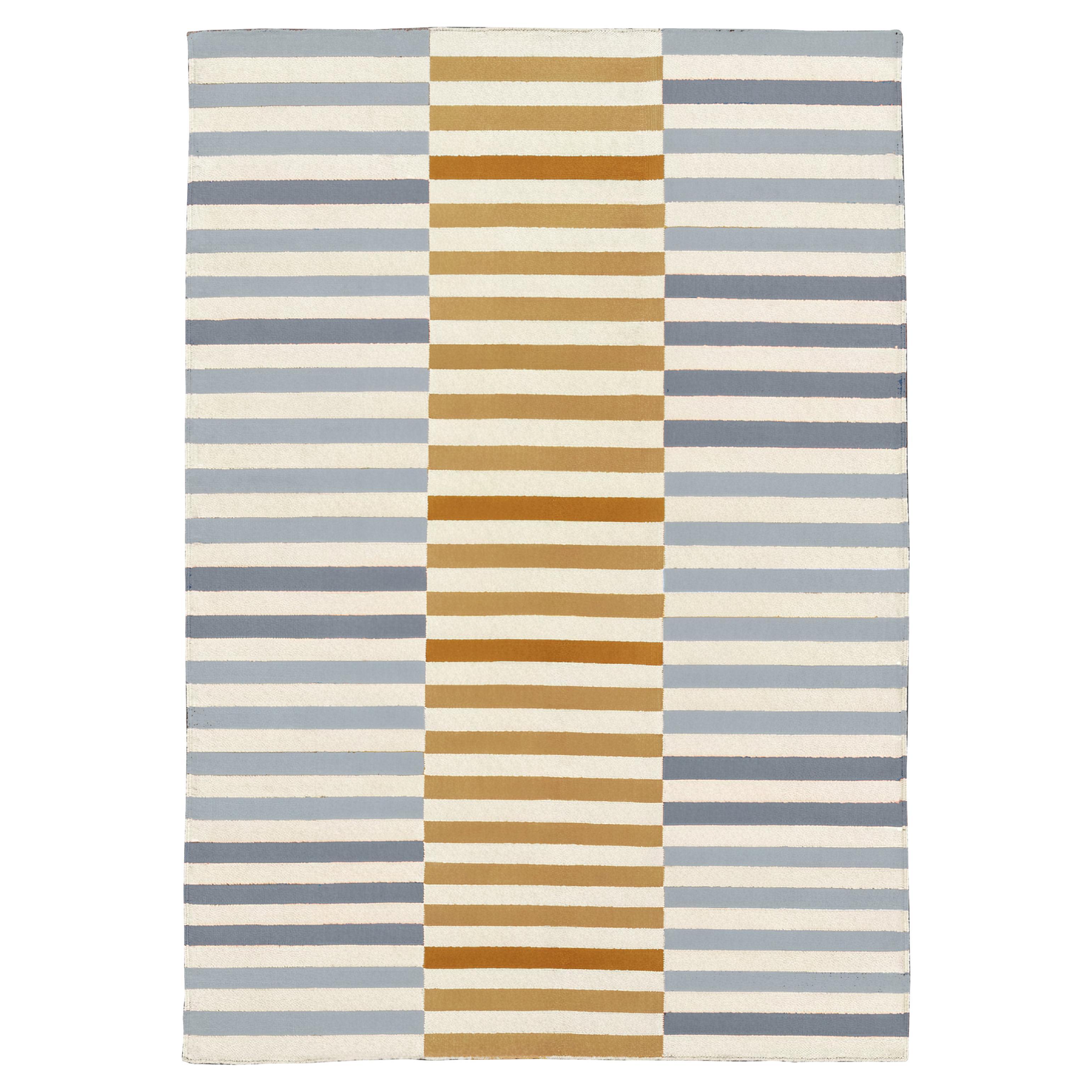 Anatolia Stripe Rug_GrayOrange_Zeitgenössischer handgewebter Flachgewebe-Teppich