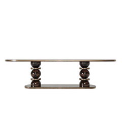 "Anatolian-2 Dining Table" in Wood with Antique Brass Color