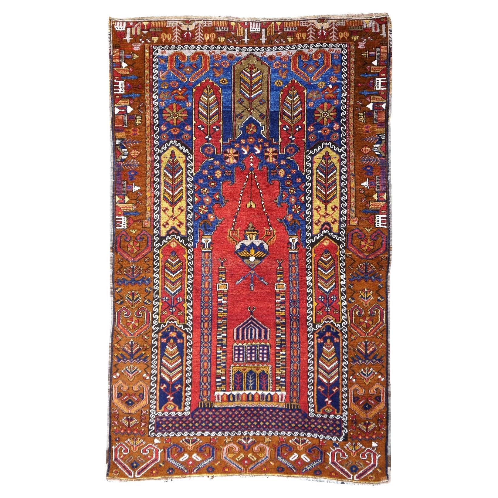 Anatolian Antique Yahyali Village Prayer Rug 1900 - 1920 Collectors item