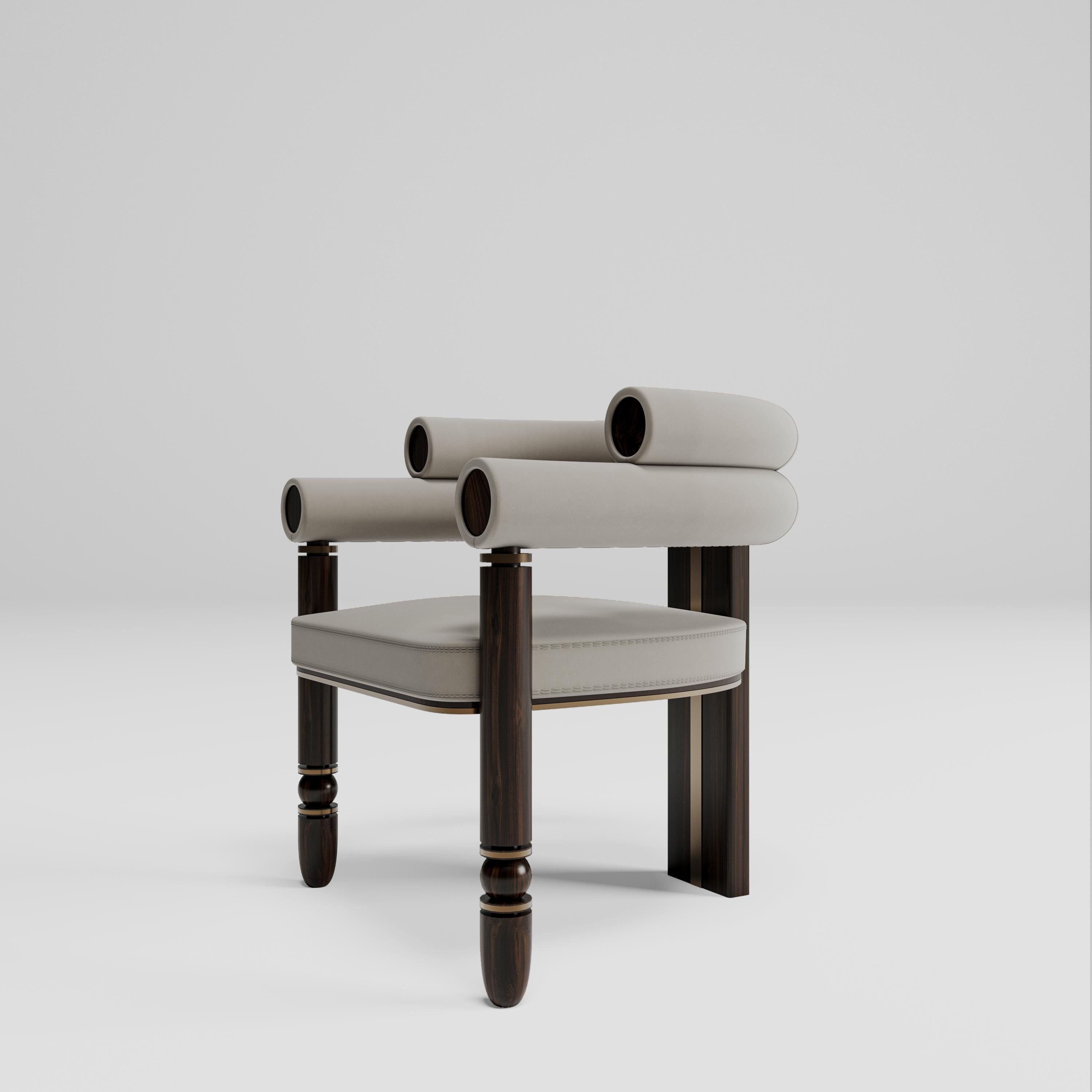 Hand-Carved Anatolian Chair, Mid-Century Modern Style, Velvet Fabric, Studio Kirkit For Sale