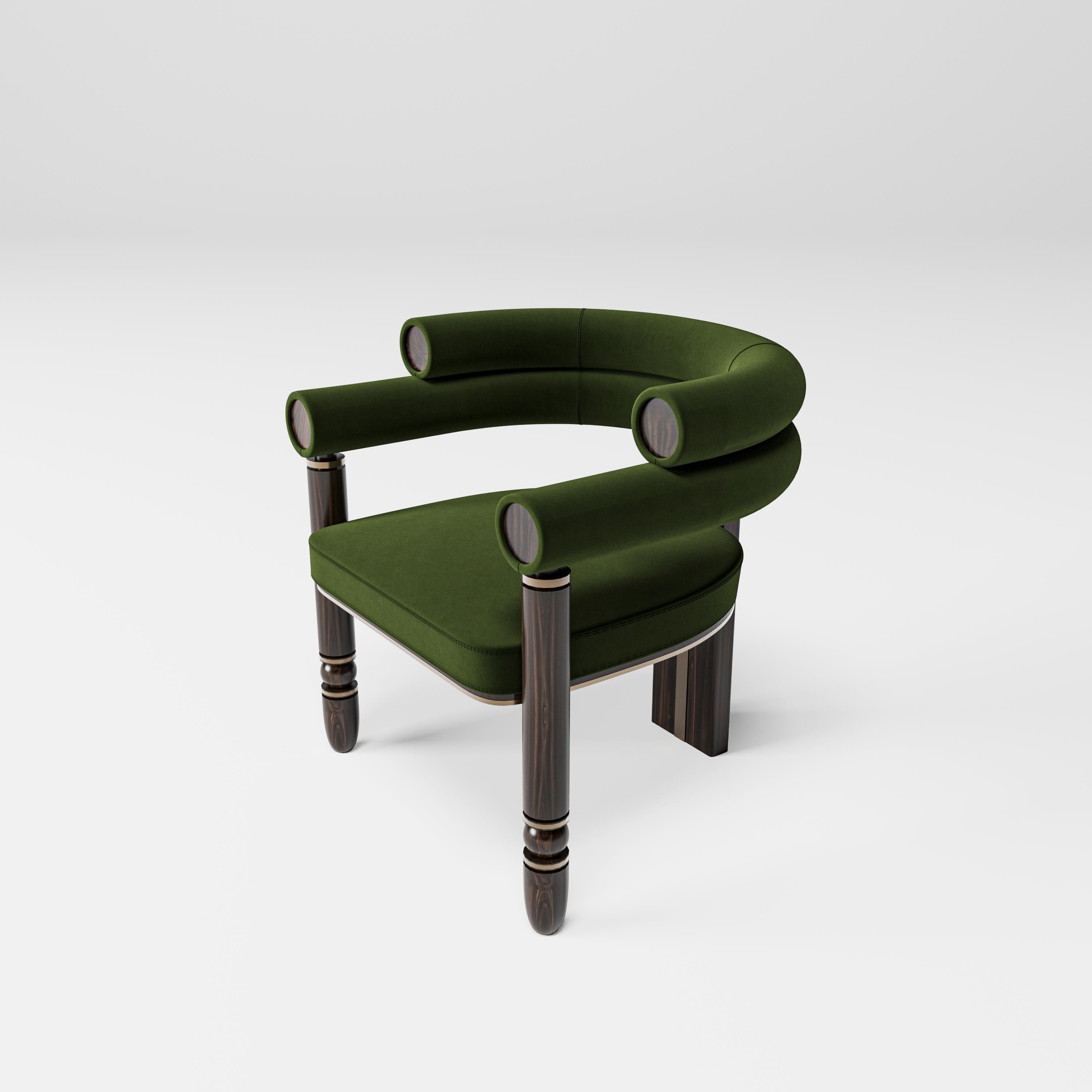 Metal Anatolian Chair, Mid-Century Modern Style, Velvet Fabric, Studio Kirkit For Sale
