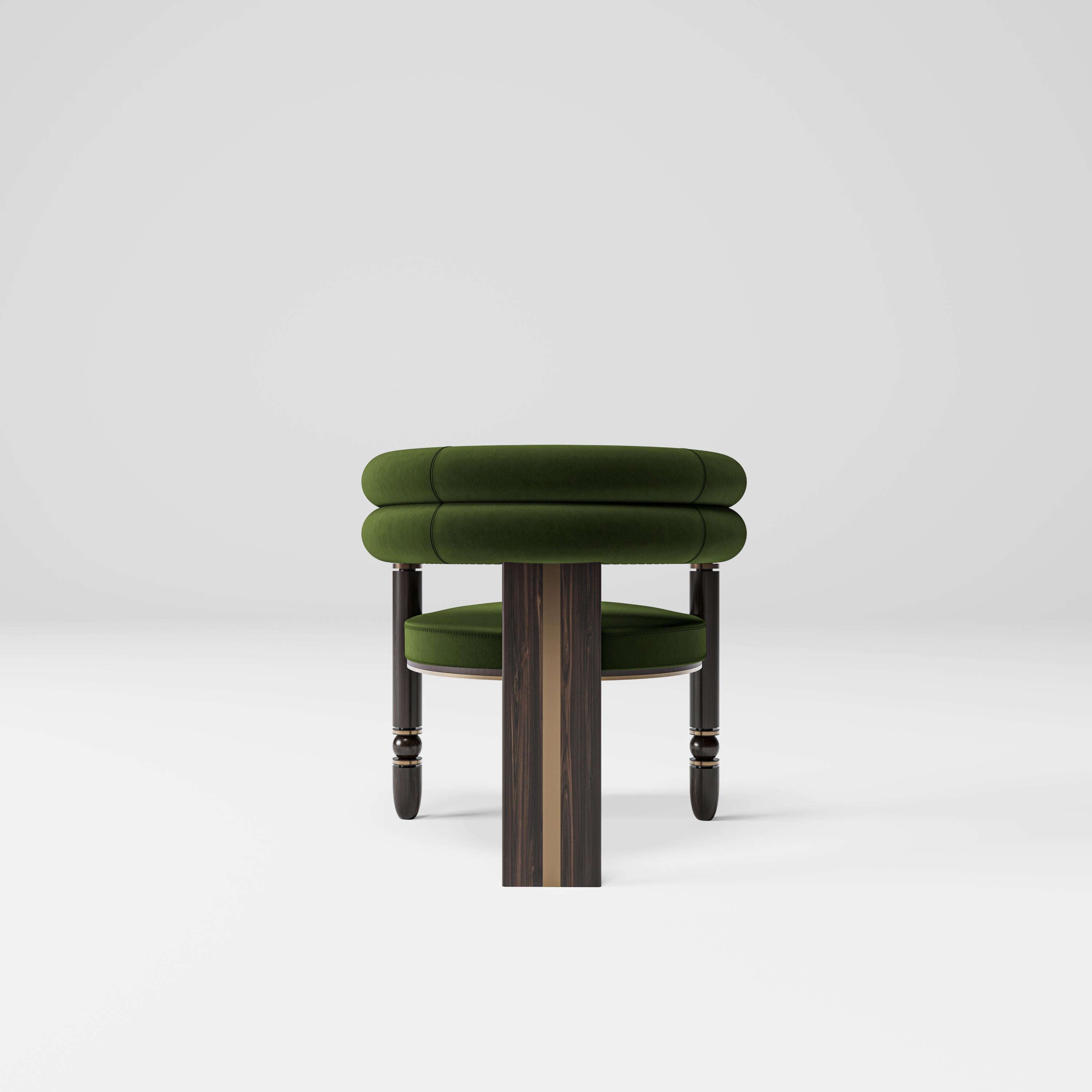 Contemporary Anatolian Chair Set of 4, Mid-Century Modern Style, Velvet Fabric, Studio Kirkit For Sale