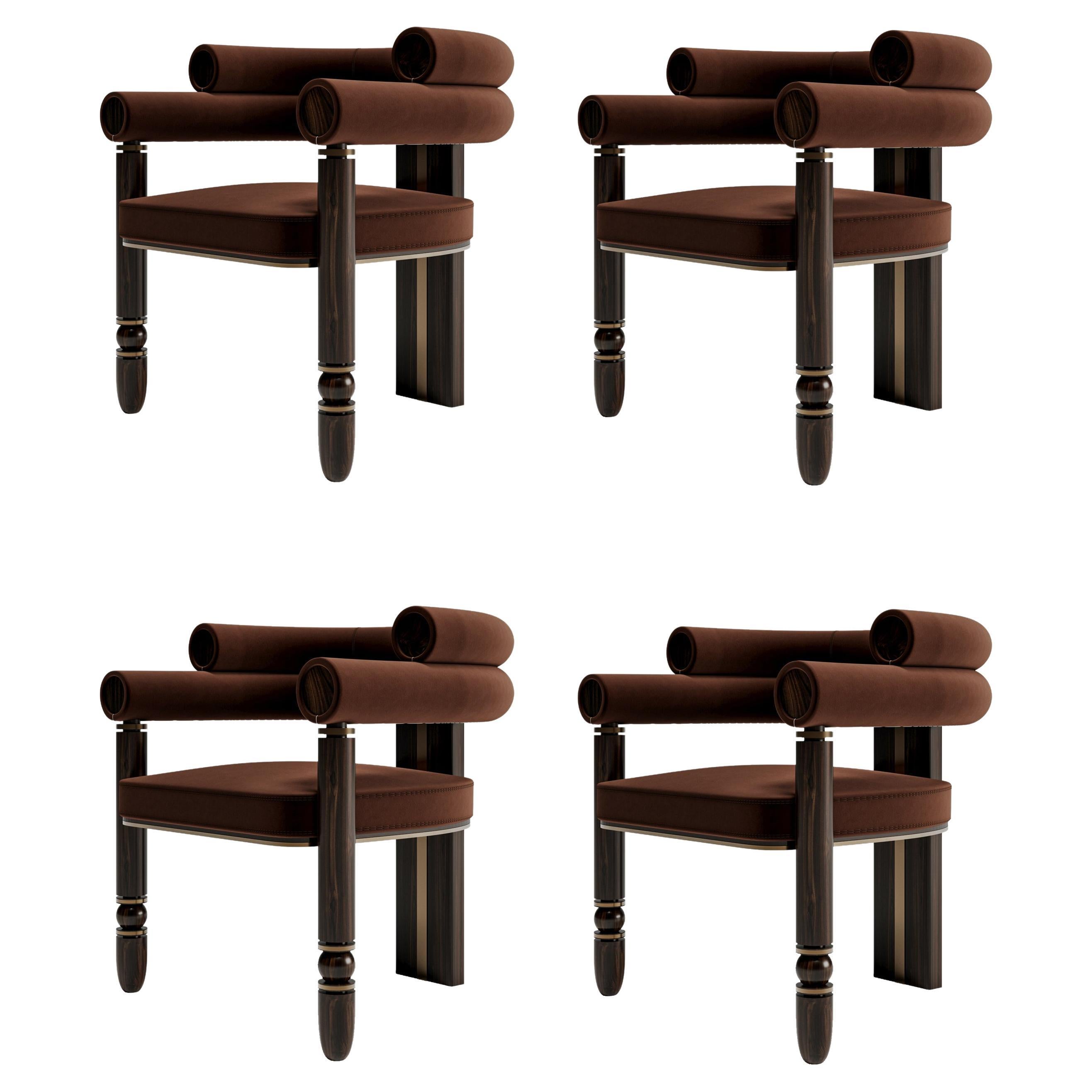 Anatolian Chair Set of 4, Mid-Century Modern Style, Velvet Fabric, Studio Kirkit For Sale