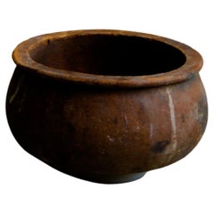 Anatolian Clay Serving Bowl, Vintage Turkish Earthenware, 20th Century