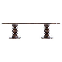 "Anatolian Dining Table" in Wood with Antique Brass Color