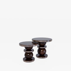 "Anatolian Double Coffee Table" in Wood with Antique Brass Color