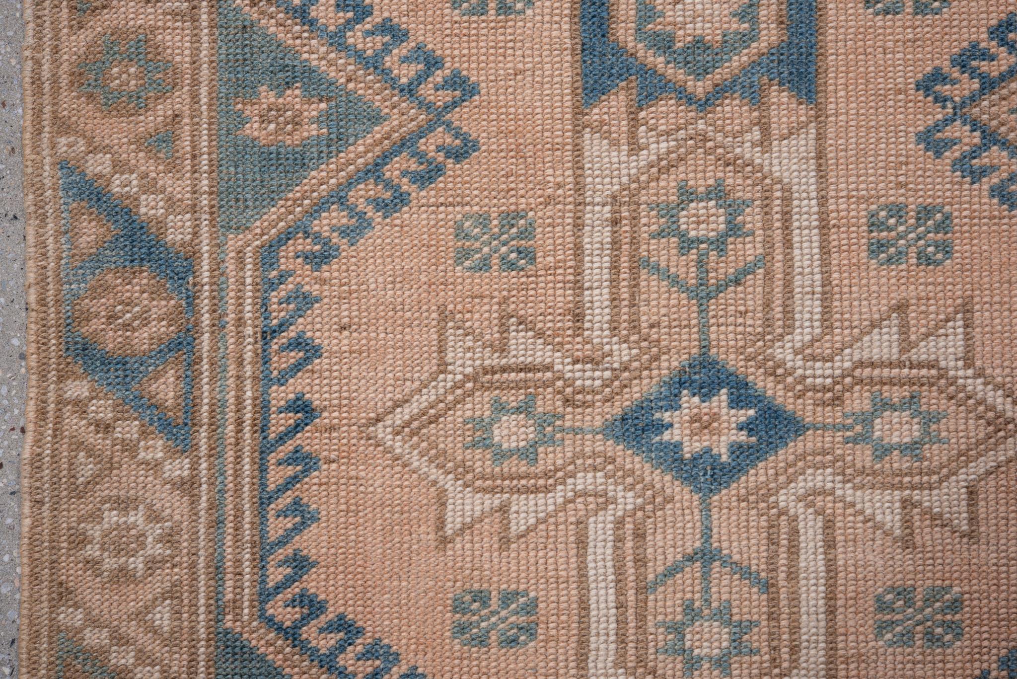 Anatolian Dusty Salmon and Old Sky Blue Runner In Excellent Condition In New York, NY