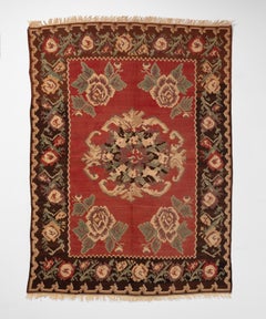 Anatolian Gochem Floral Kilim, circa 1950
