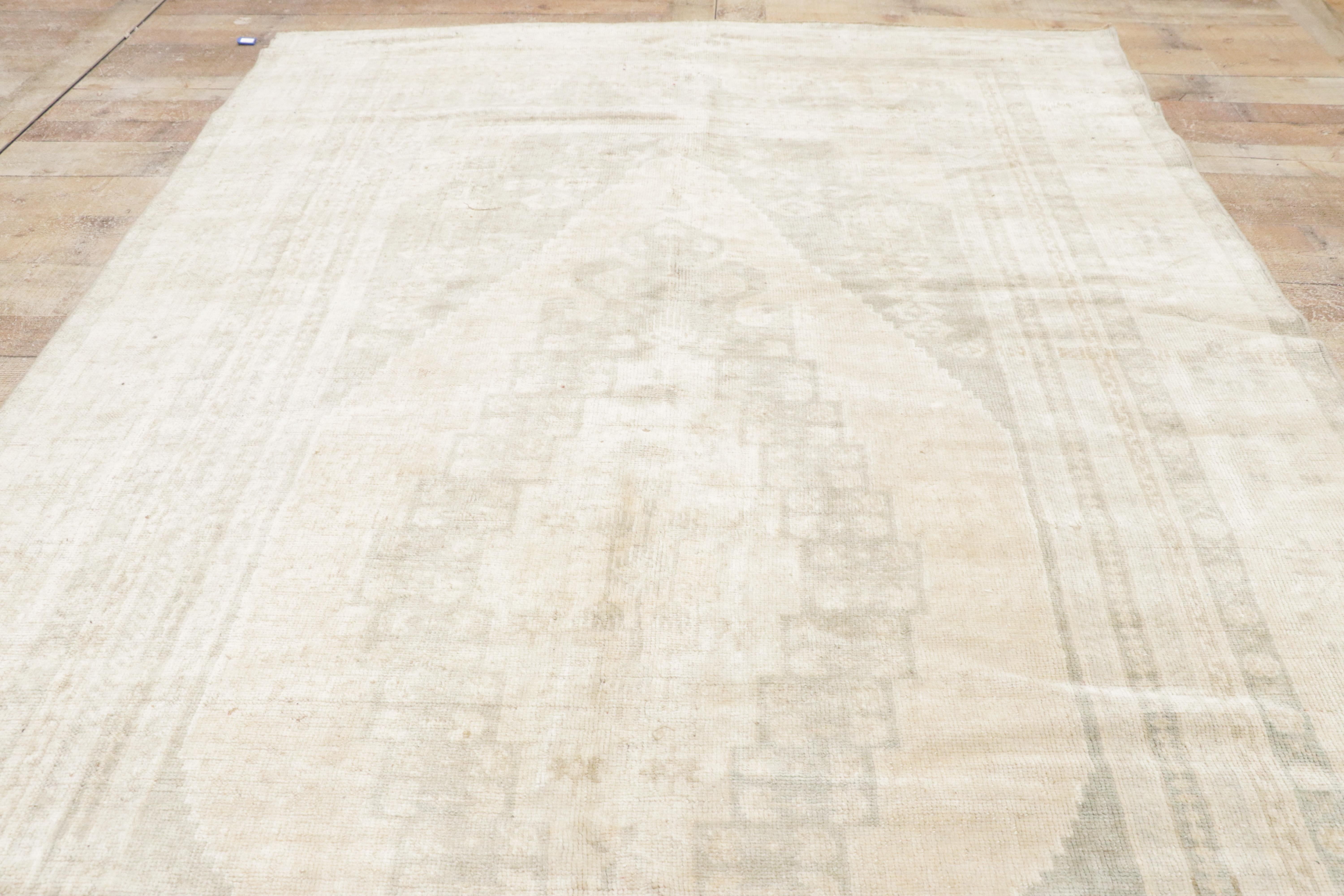 Tappeto Biophilic Soft Earth-Tone Vintage Turkish Oushak, 05'07 x 09'07 in vendita 5