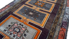 Anatolian Karapinar Brown and Orange Vintage Wool Rug 6'6''x13'